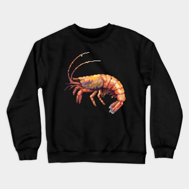 Pixelated Shrimp Artistry Crewneck Sweatshirt by Animal Sphere